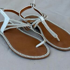 Elegant White and Brown Women's Sandals